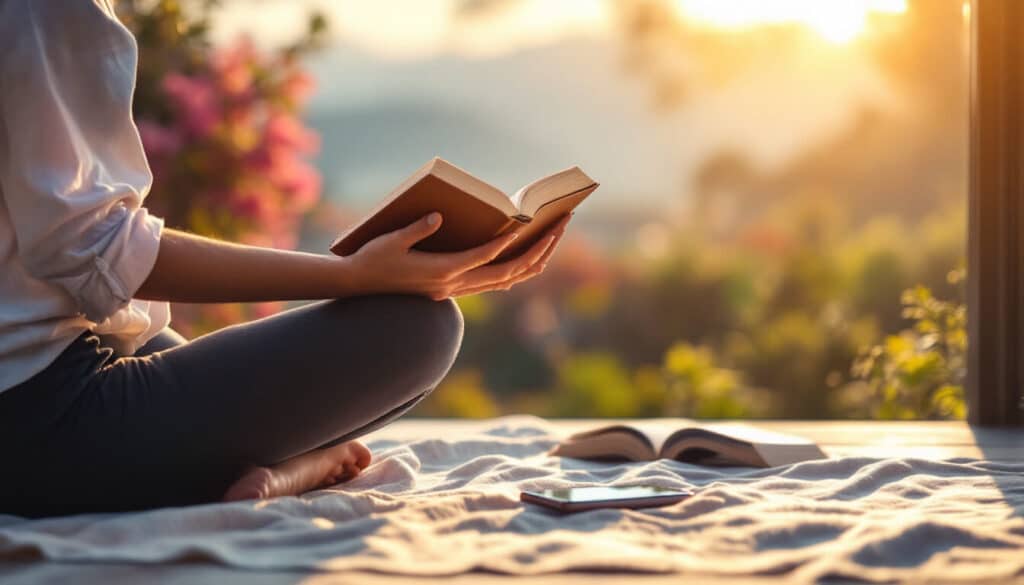 chica leyendo libro en toalla