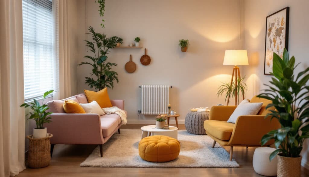 salon sofas plantas alfombra